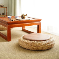 Knitted Rattan Round Pouf