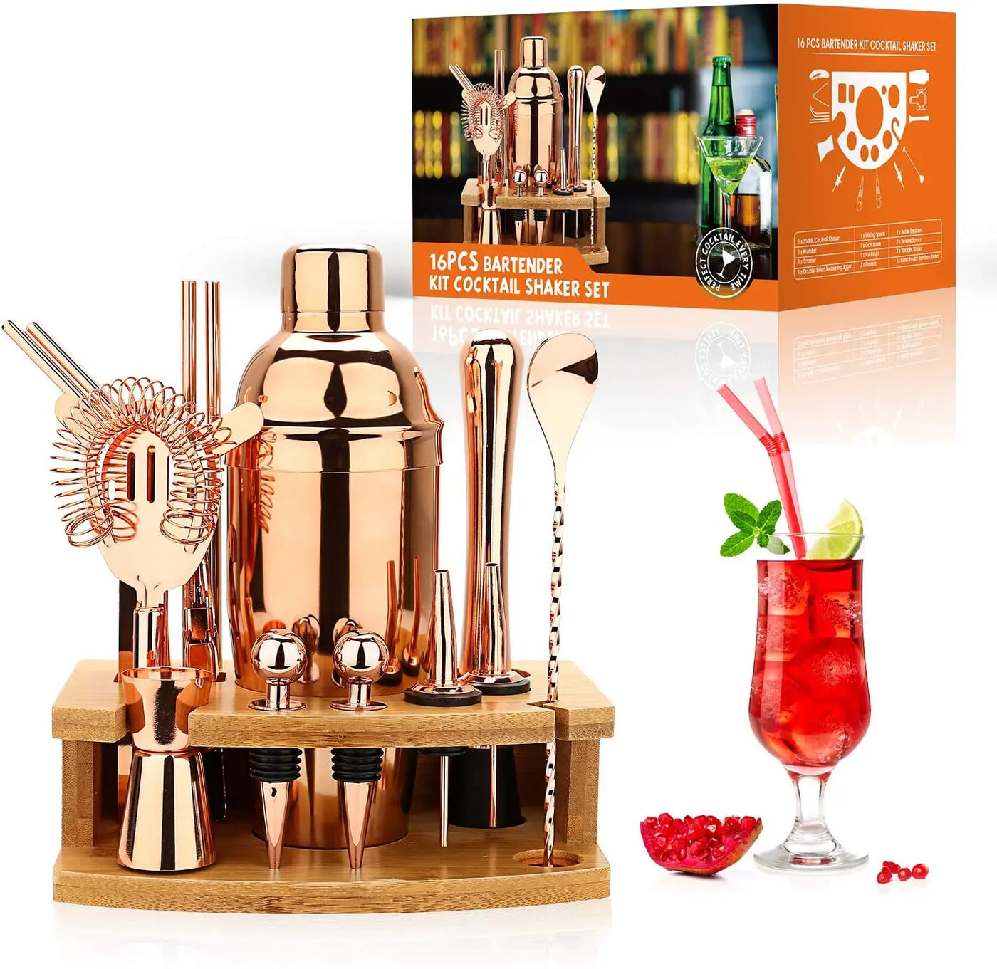 16-Piece Stainless Bartender Kit
