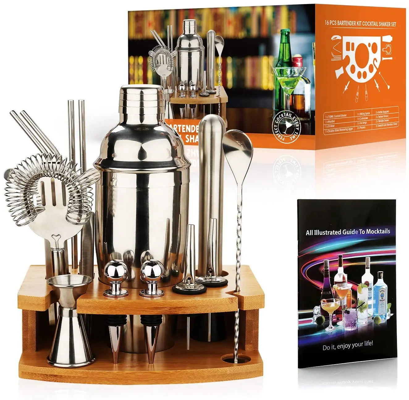 16-Piece Stainless Bartender Kit