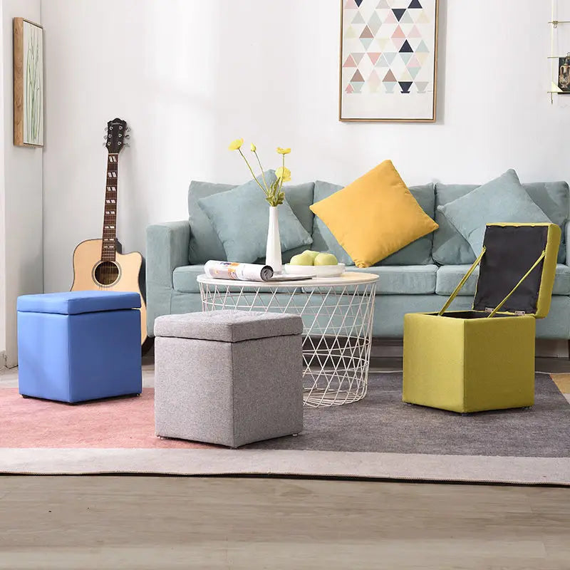 Folding Storage Ottoman Stool