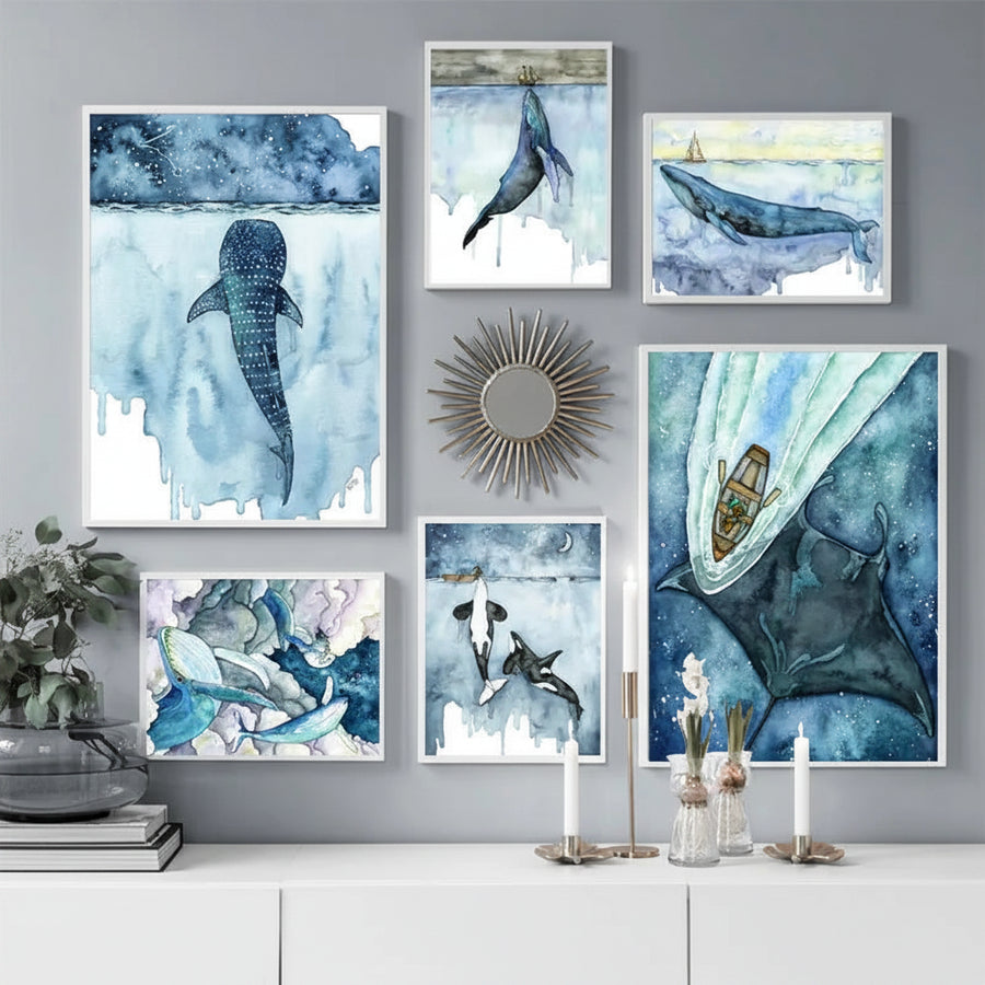 Watercolor Whale Canvas Prints