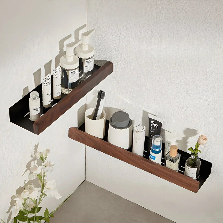 Walnut Aluminum Bathroom Shelf