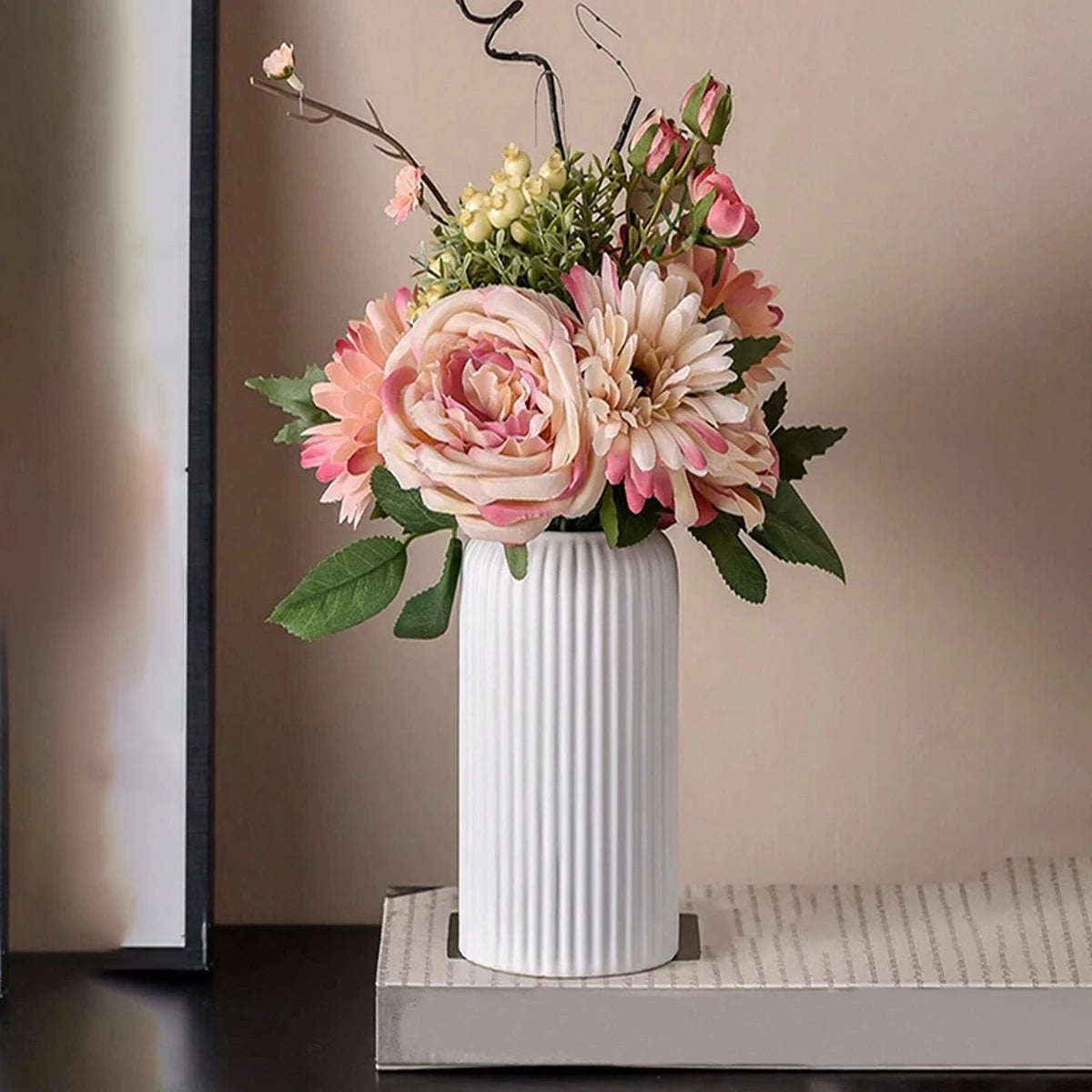 Striped Ceramic Style Vase