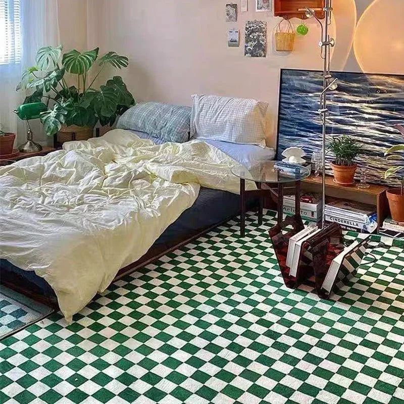 Retro Checkerboard Plush Rug