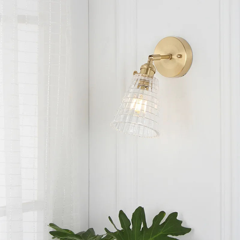 Japanese Brass Glass Sconce