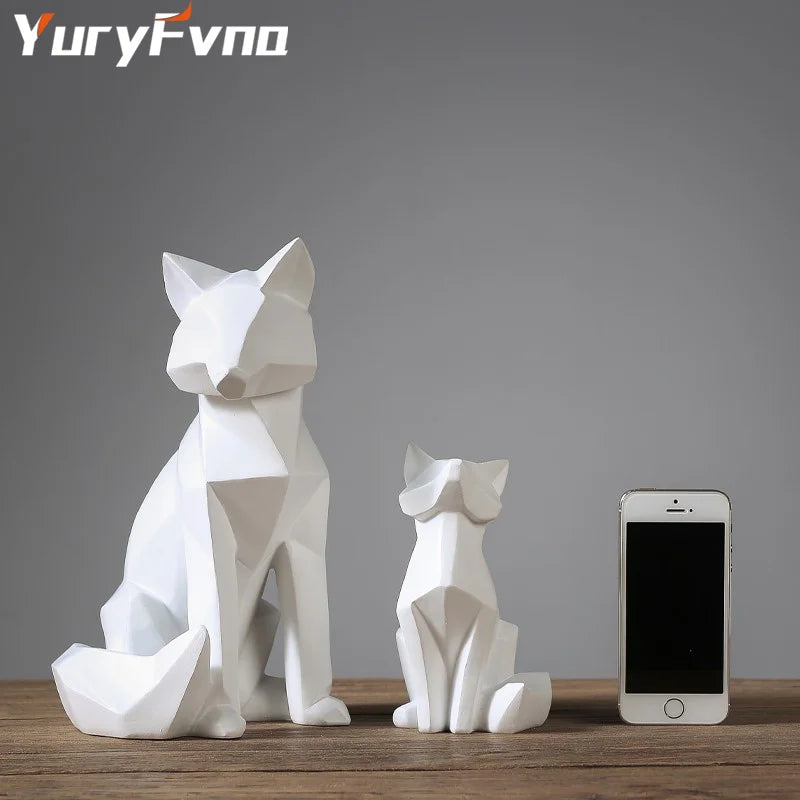 Geometric Fox Resin Sculpture