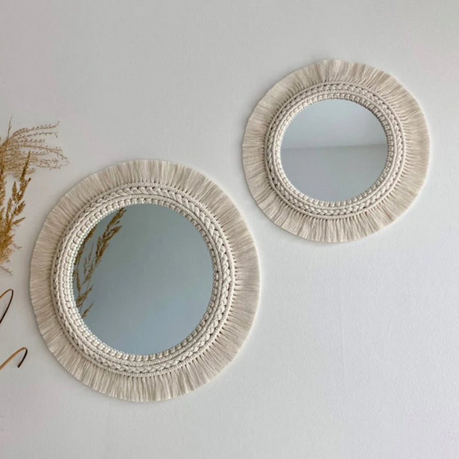 Boho Macrame Round Mirror