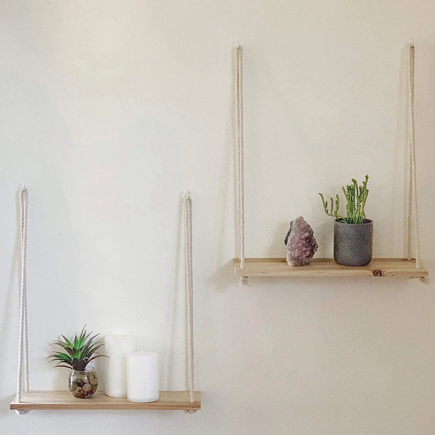 Rope Hanging Wooden Shelf