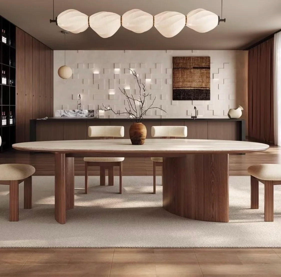 Oval Rock Plate Dining Set