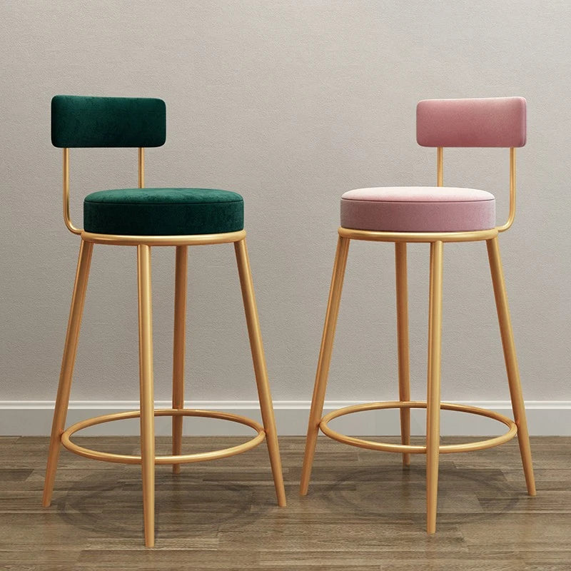 Velvet Backrest Bar Stool