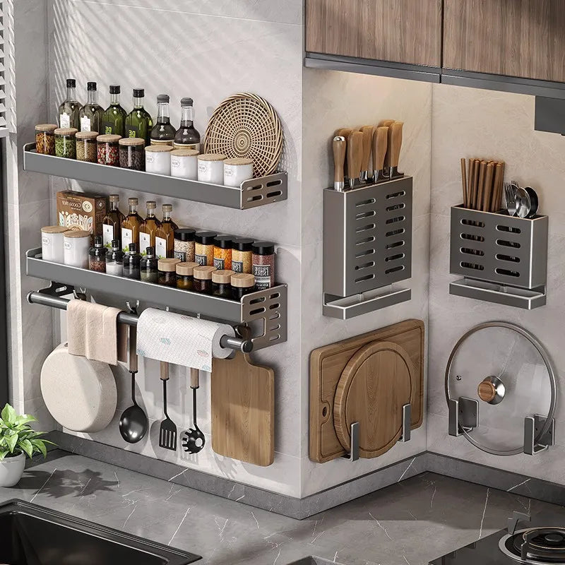 No-Drill Aluminum Kitchen Rack