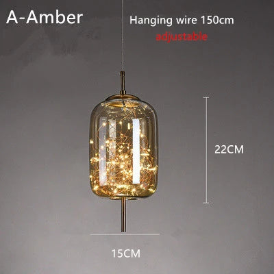 Amber Glass Bedside Pendant