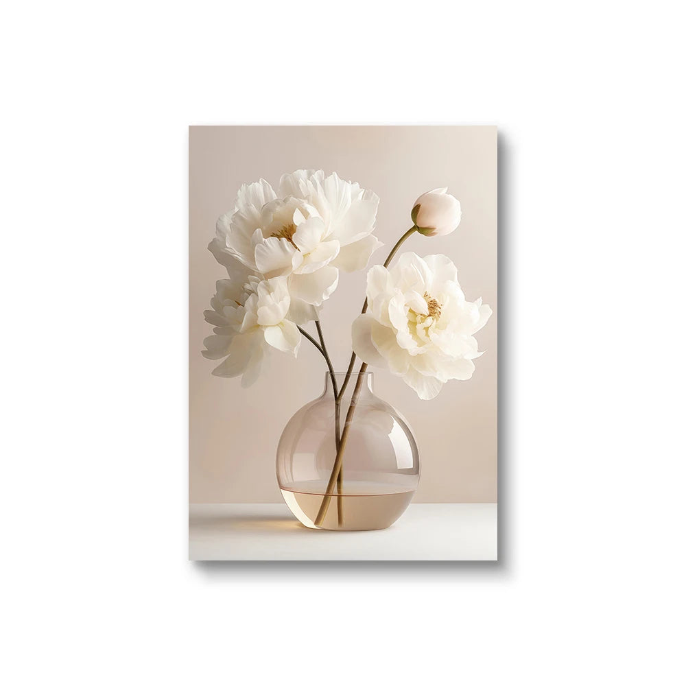 Beige Peony Canvas Prints