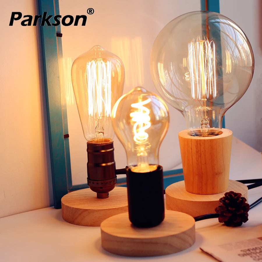 Vintage Wood Lamp Holder