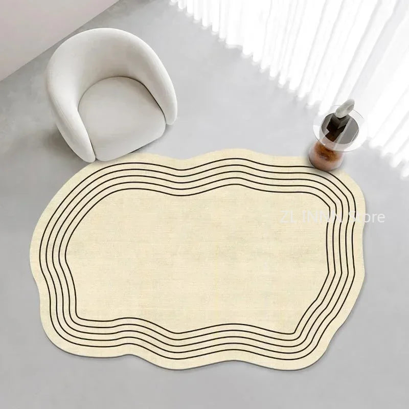 Irregular Cream Plush Rug