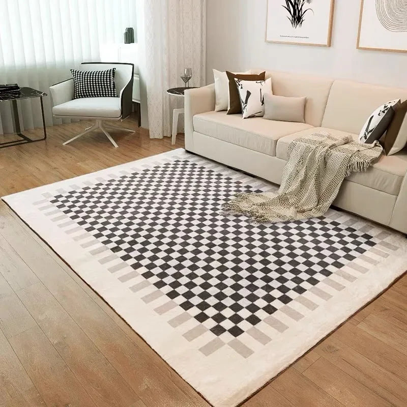 Retro Checkerboard Plush Rug