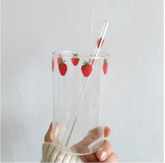 Strawberry Glass Straw Cup