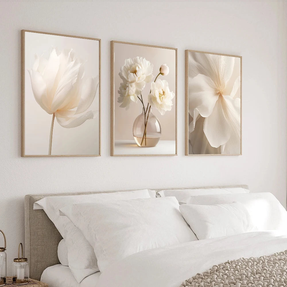 Beige Peony Canvas Prints