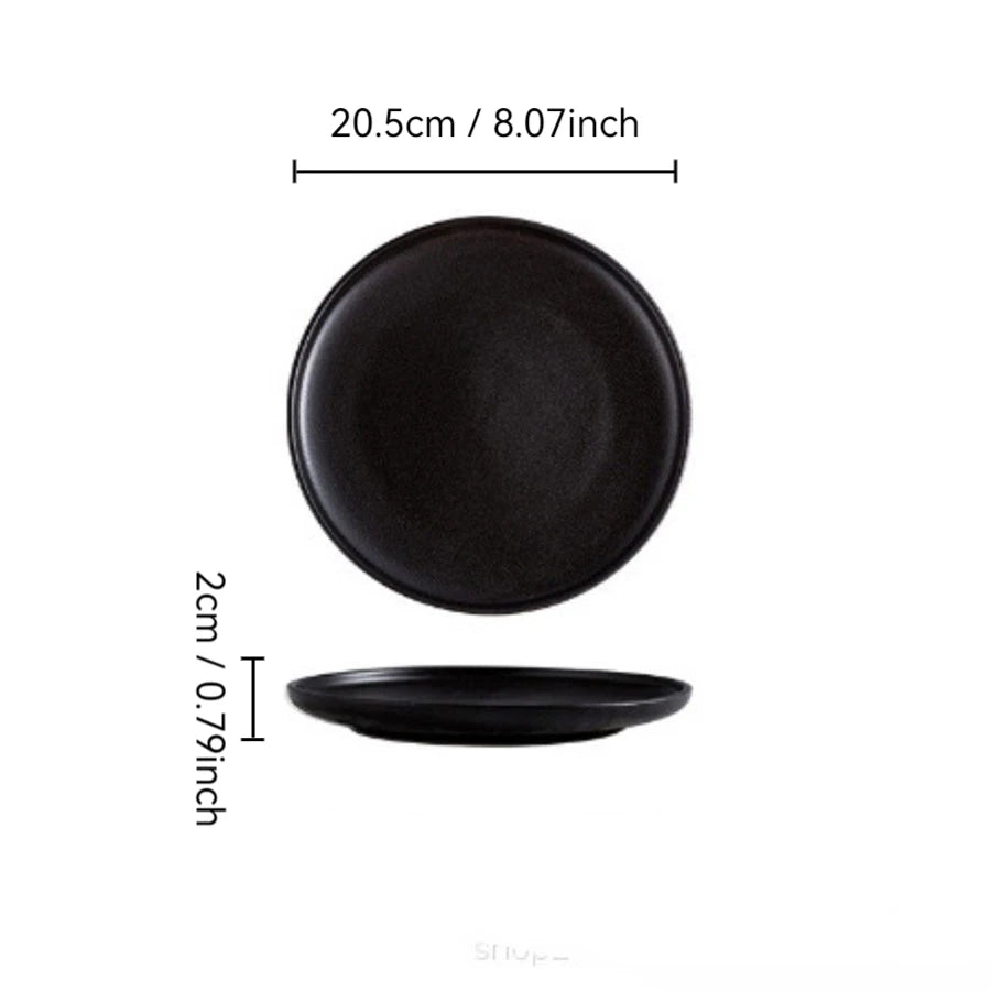 Japanese Black Ceramic Plates