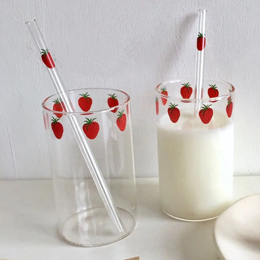 Strawberry Glass Straw Cup