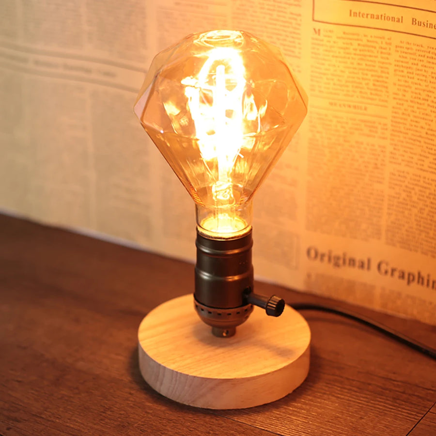 Vintage Wood Lamp Holder