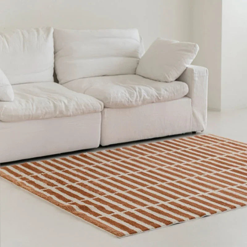Minimalist Plaid Plush Rug