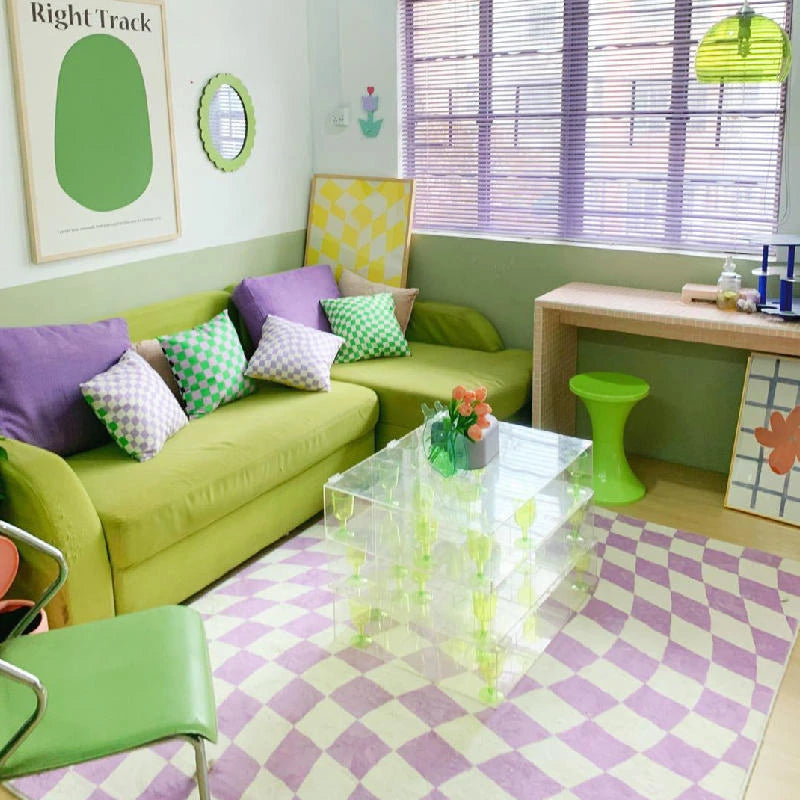 Retro Checkerboard Plush Rug