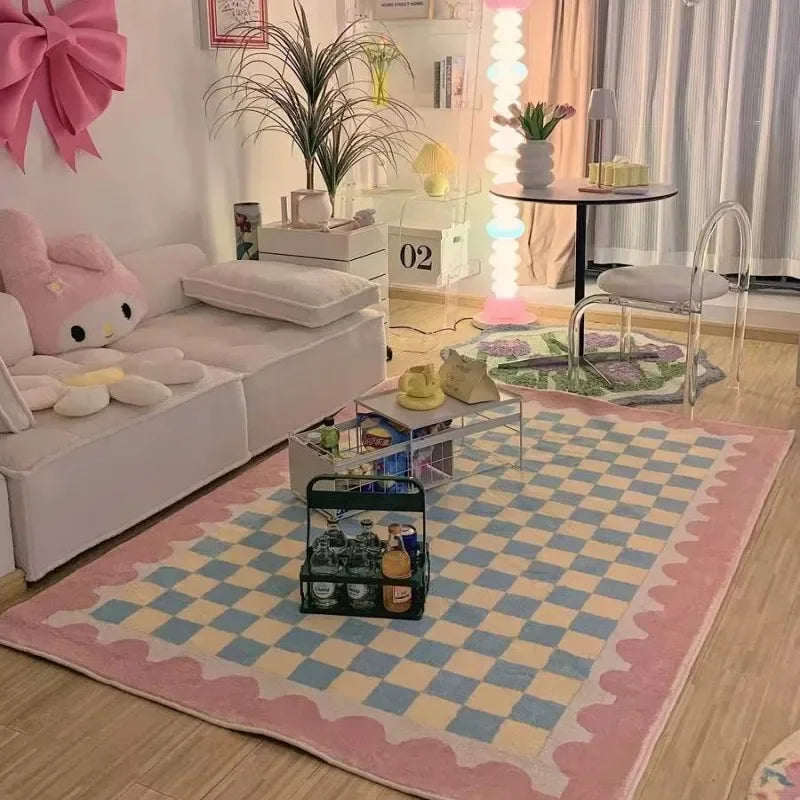 Retro Checkerboard Plush Rug