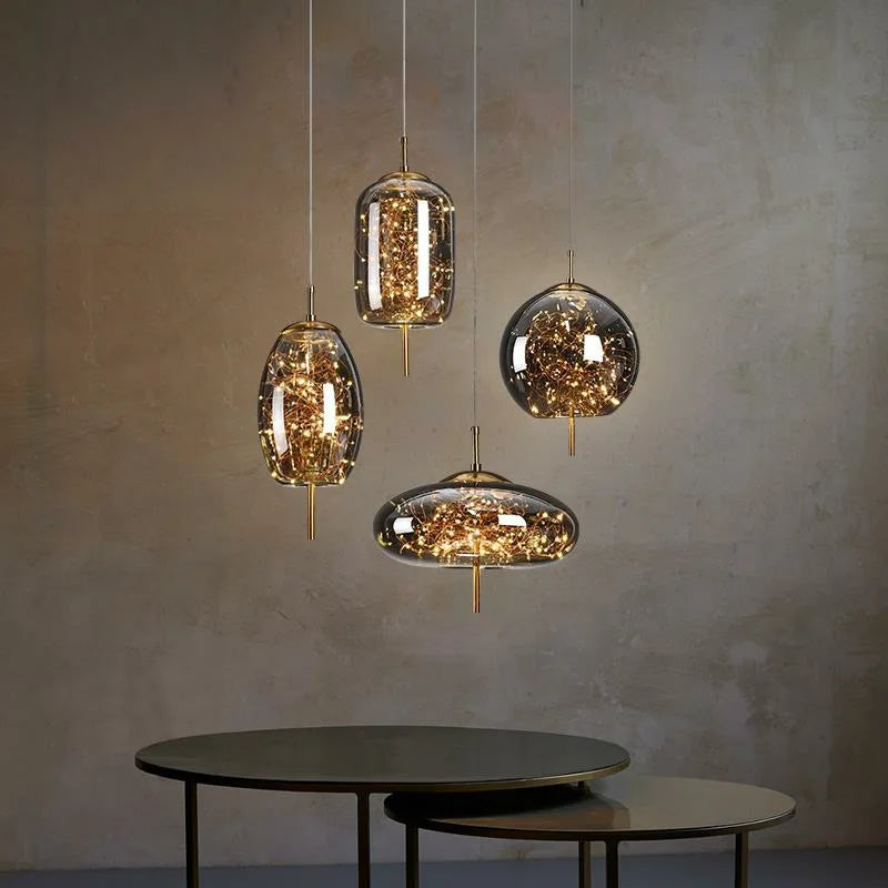 Amber Glass Bedside Pendant