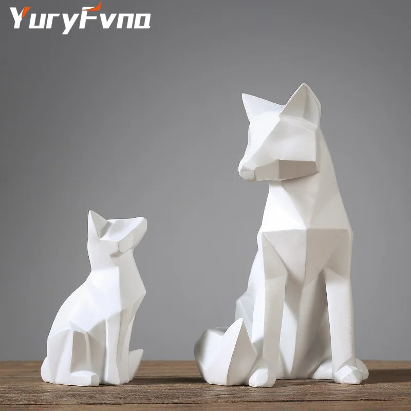 Geometric Fox Resin Sculpture