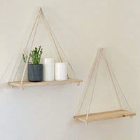Rope Hanging Wooden Shelf
