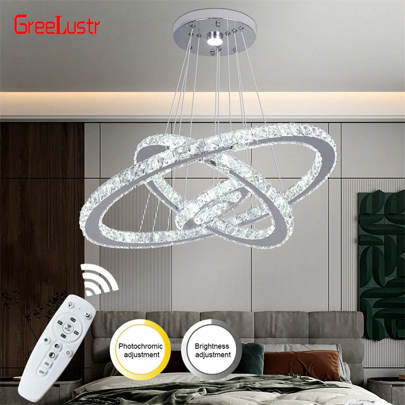 Dimmable Crystal Ring Chandelier