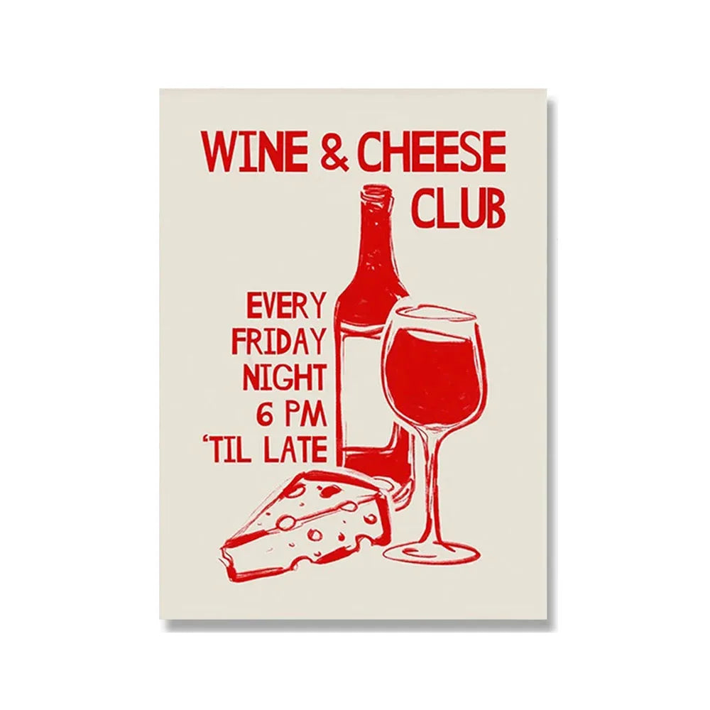 Wine Cheese Kitchen Prints
