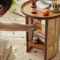 Rattan Bamboo Two-Tier Table