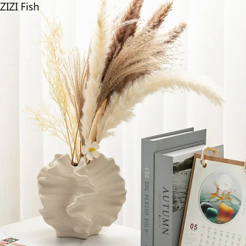Sculptural Wrinkle Ceramic Vase