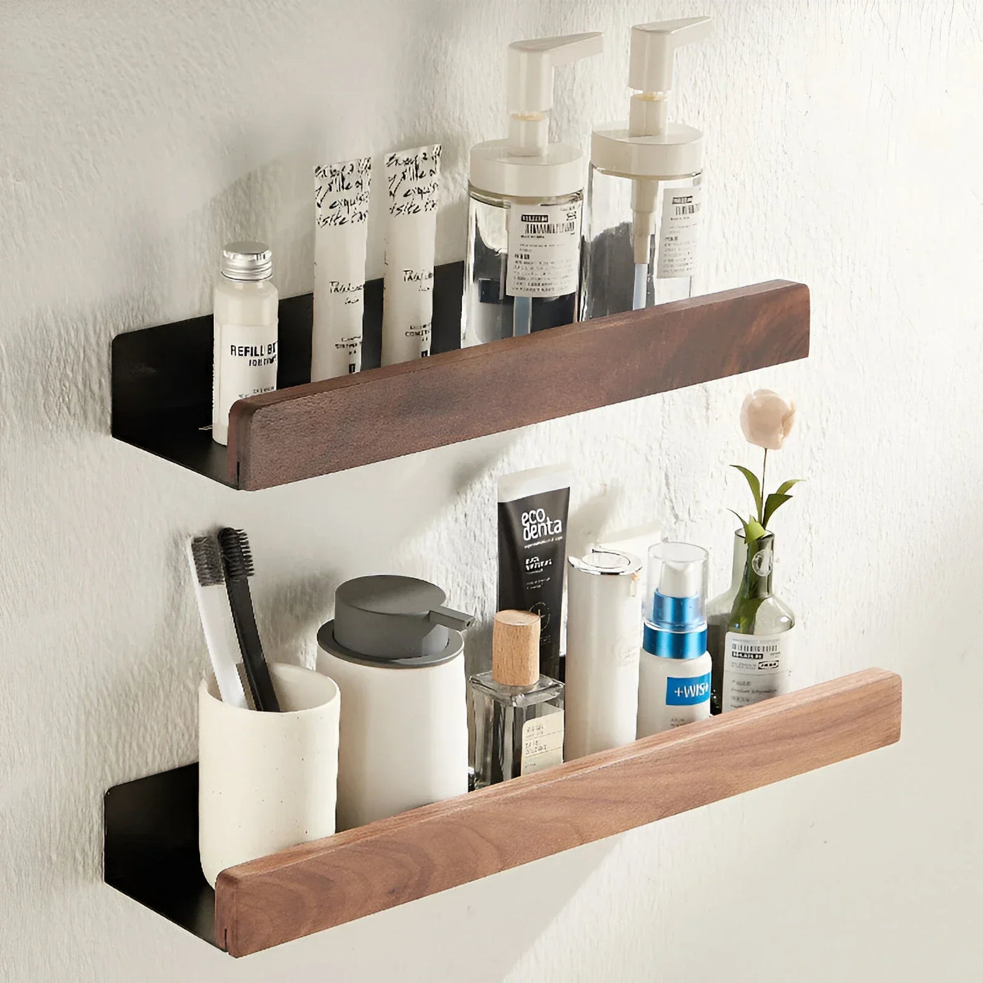 Walnut Aluminum Bathroom Shelf