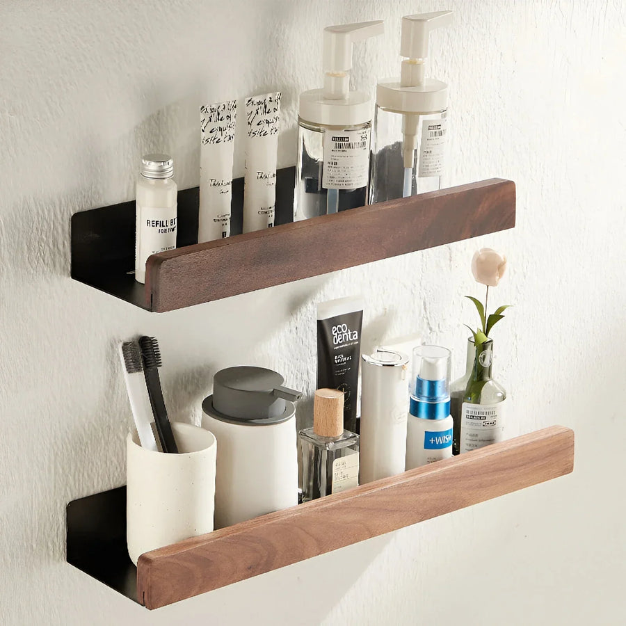 Walnut Aluminum Bathroom Shelf