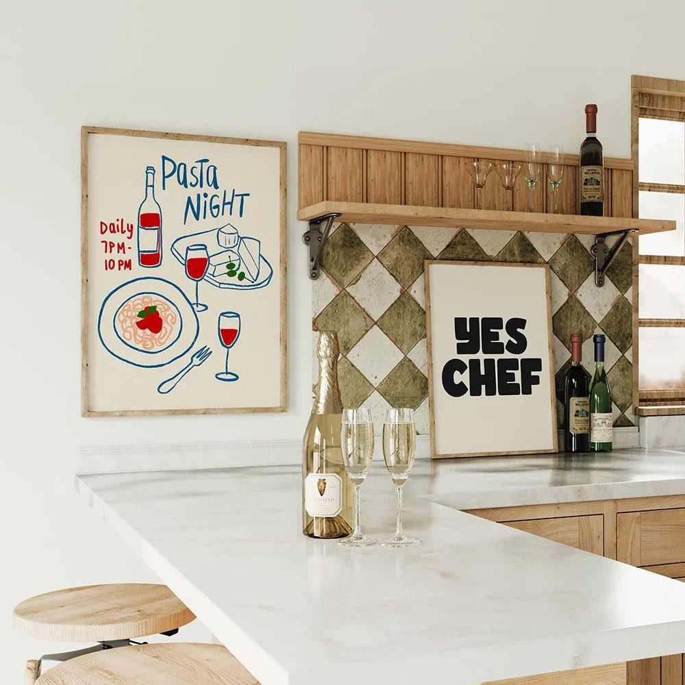 Wine Cheese Kitchen Prints
