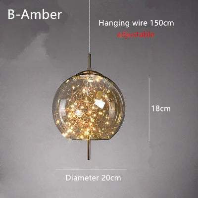 Amber Glass Bedside Pendant
