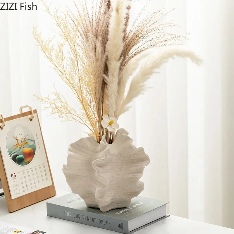Sculptural Wrinkle Ceramic Vase