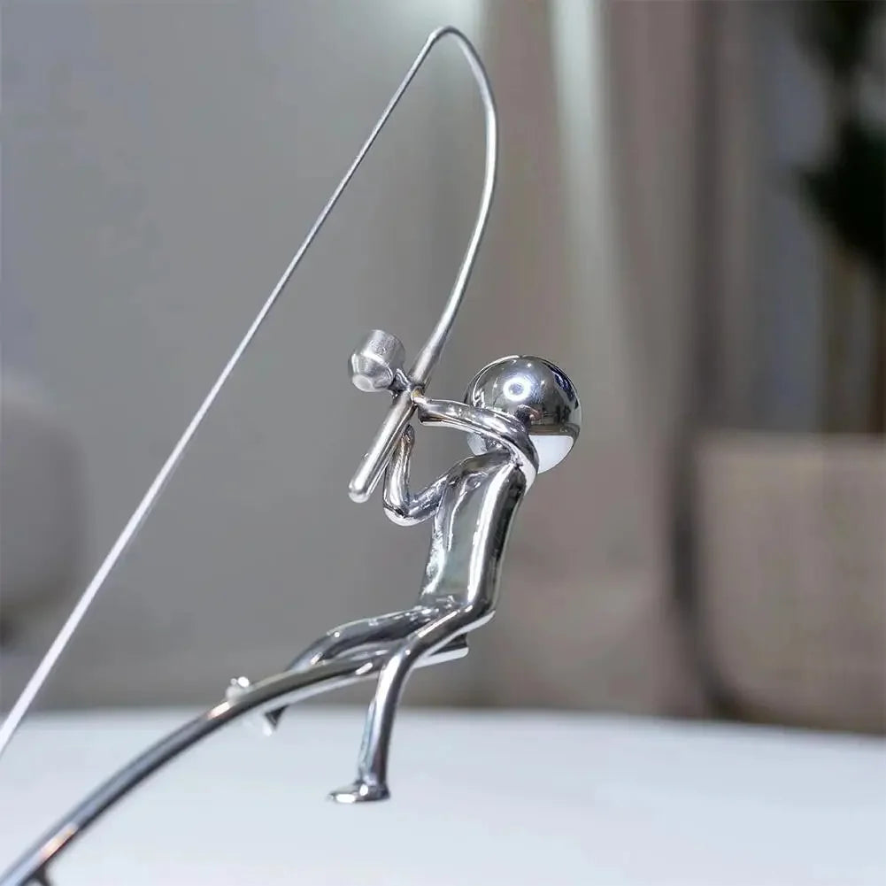 Fisherman Balancing Metal Sculpture