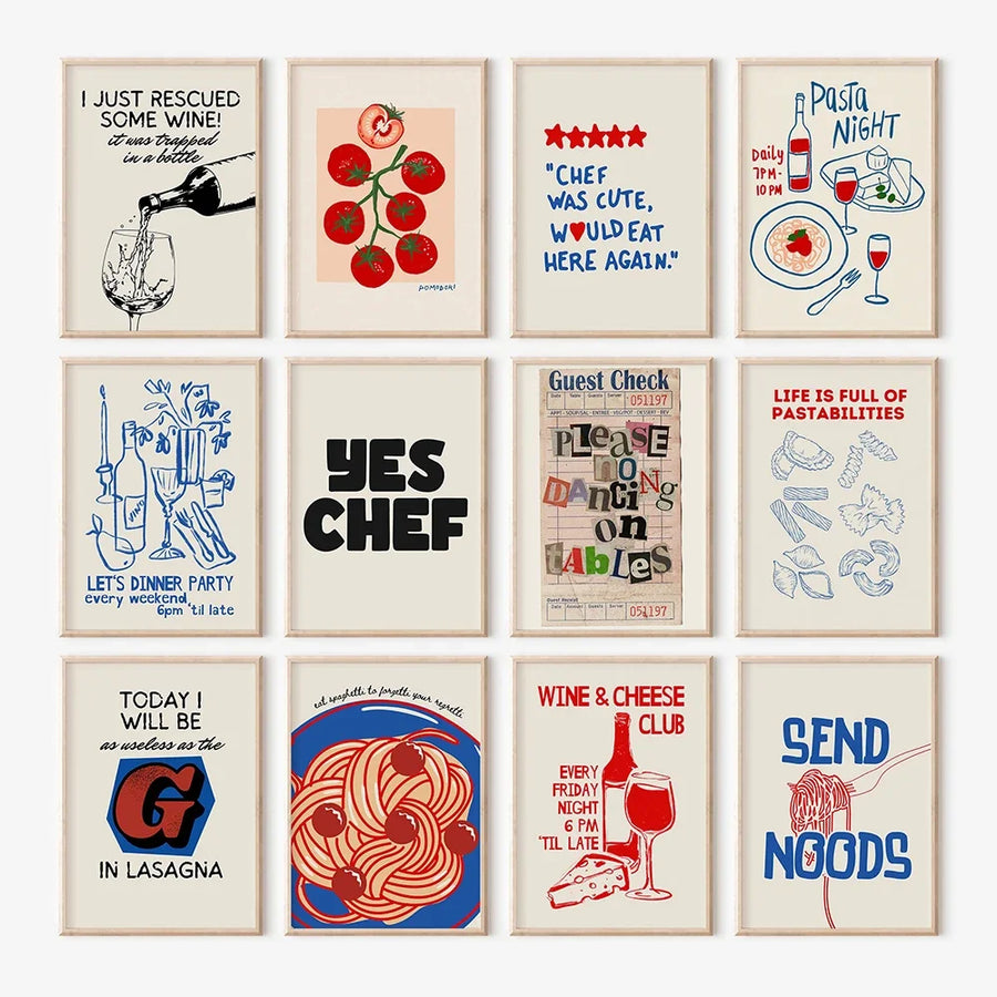 Wine Cheese Kitchen Prints