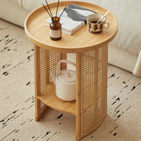Rattan Bamboo Two-Tier Table