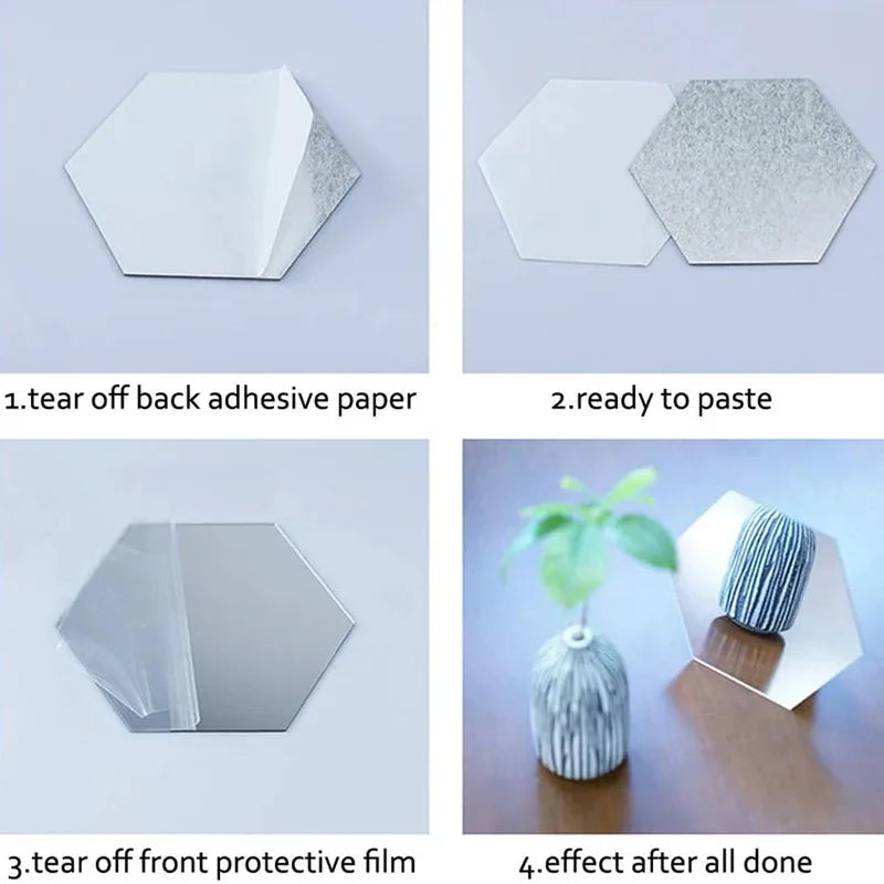 Hexagon Acrylic Mirror Stickers