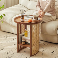 Rattan Bamboo Two-Tier Table