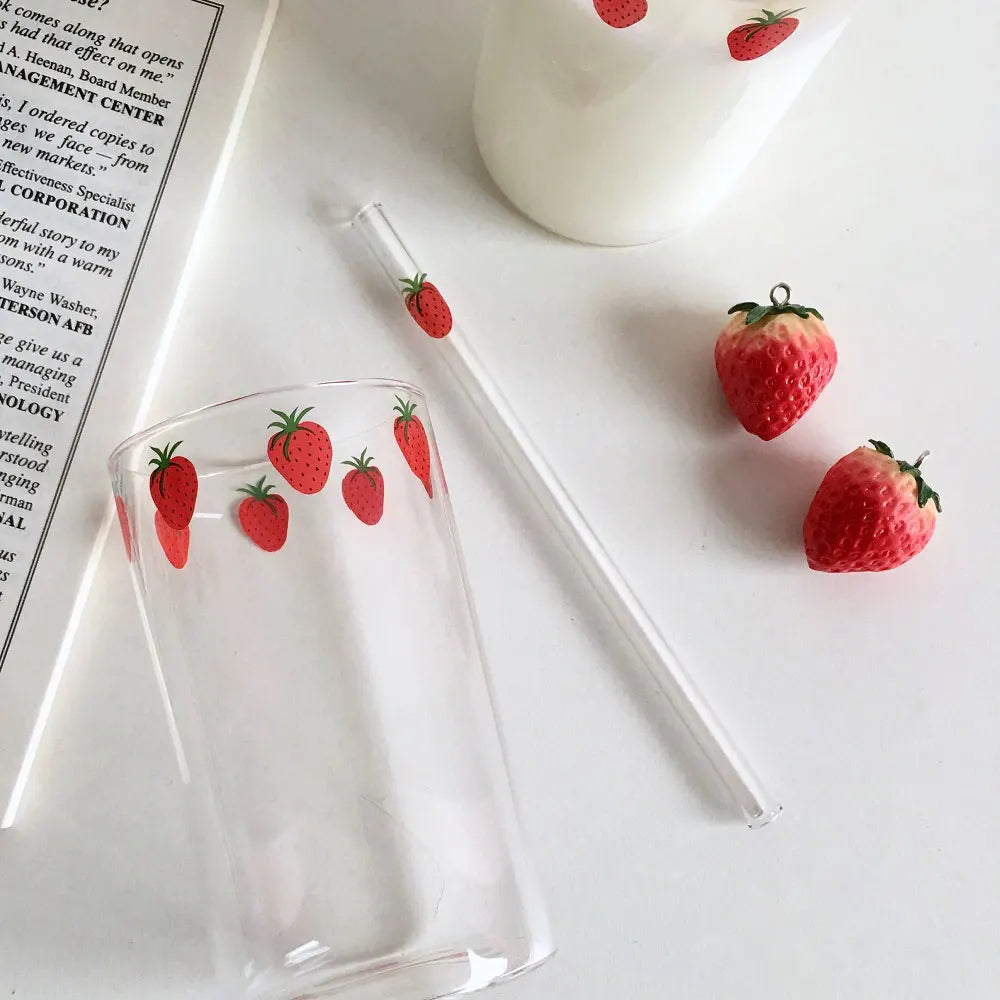 Strawberry Glass Straw Cup
