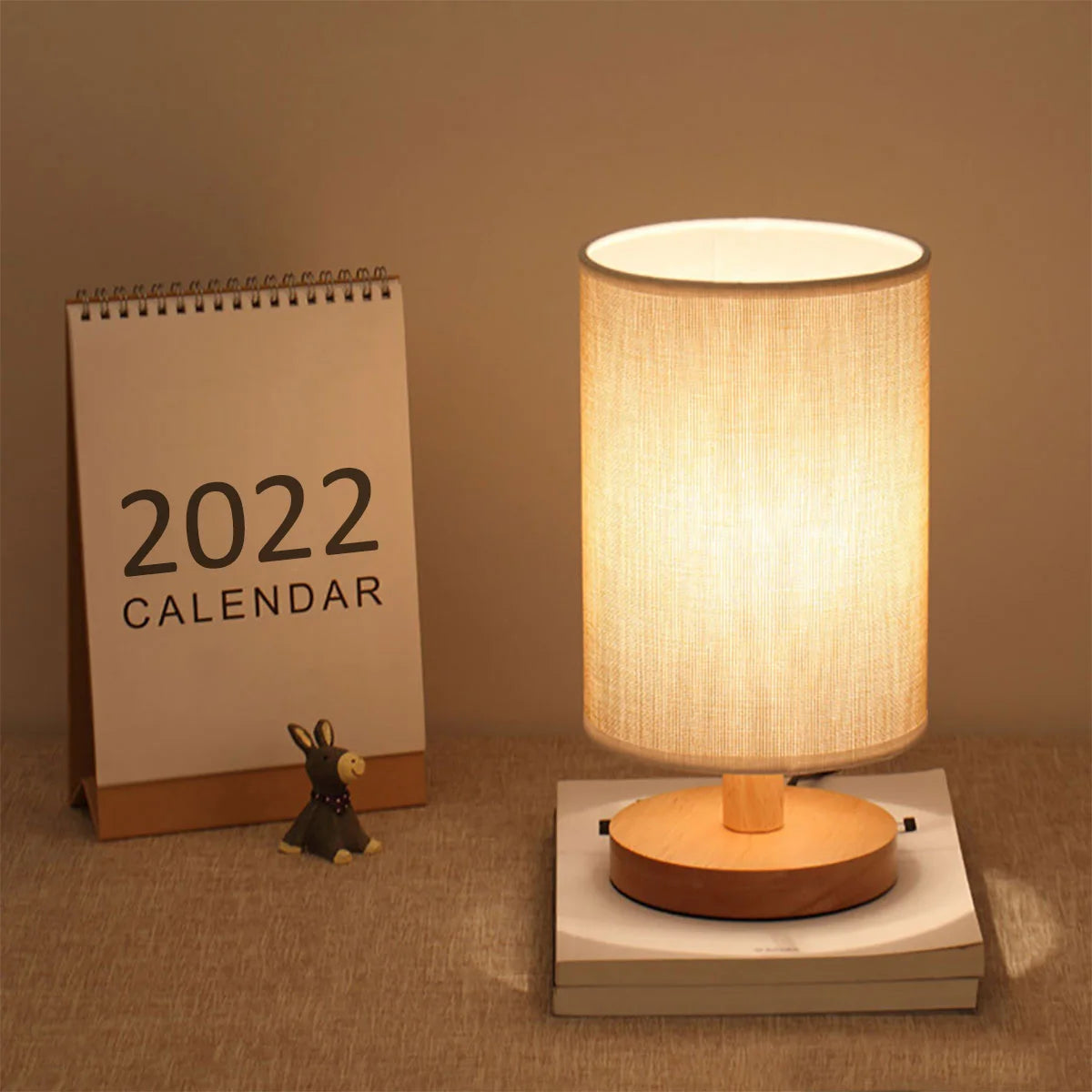 Wooden USB Bedside Lamp