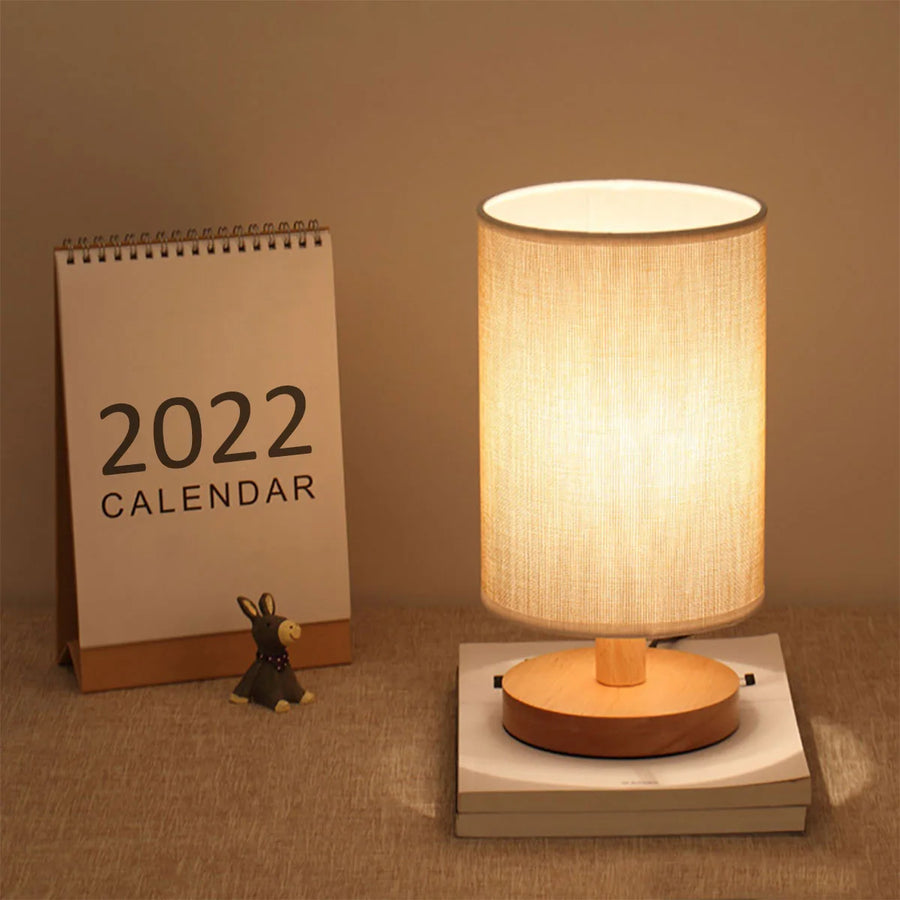 Wooden USB Bedside Lamp