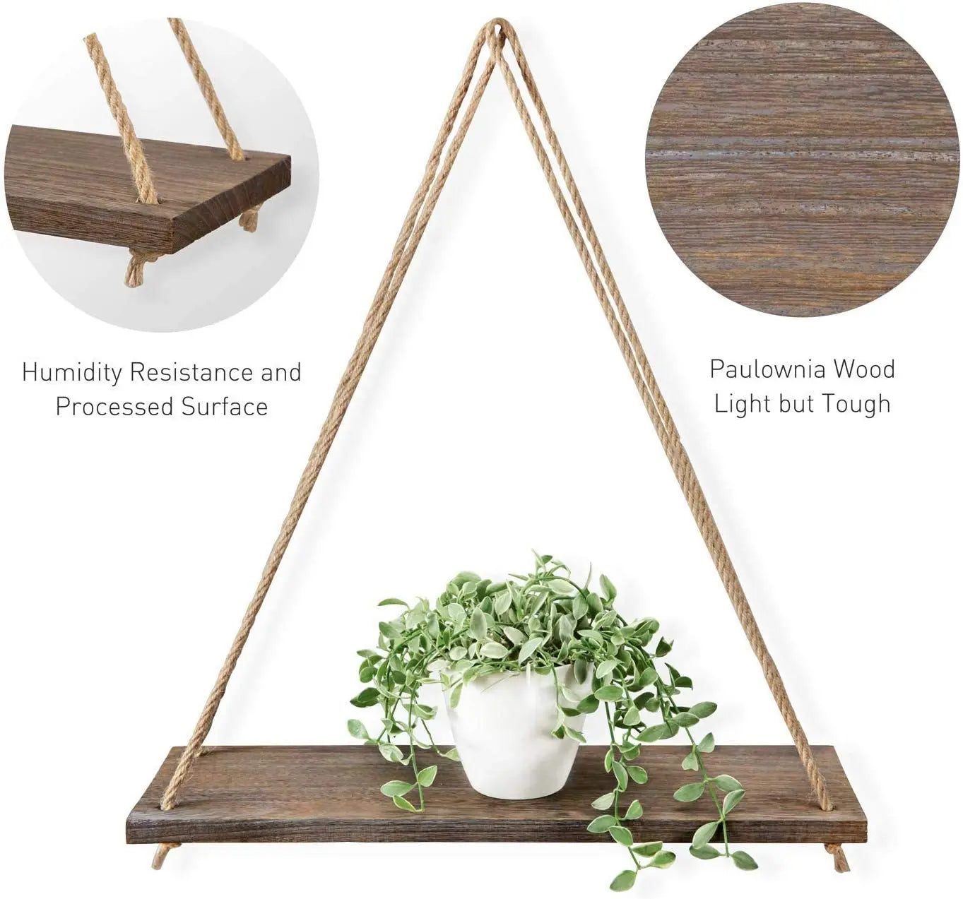 Rope Hanging Wooden Shelf