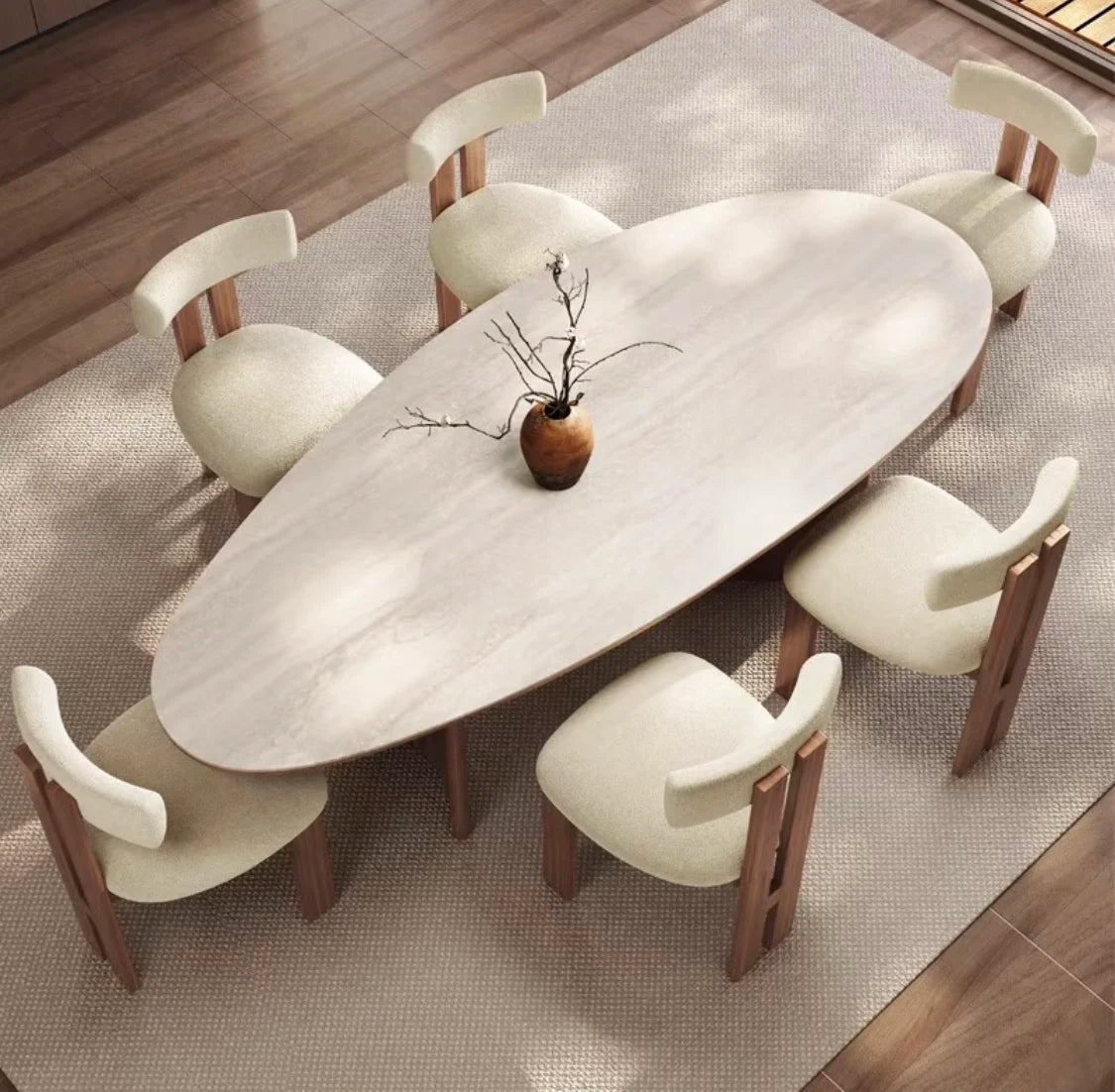 Oval Rock Plate Dining Set
